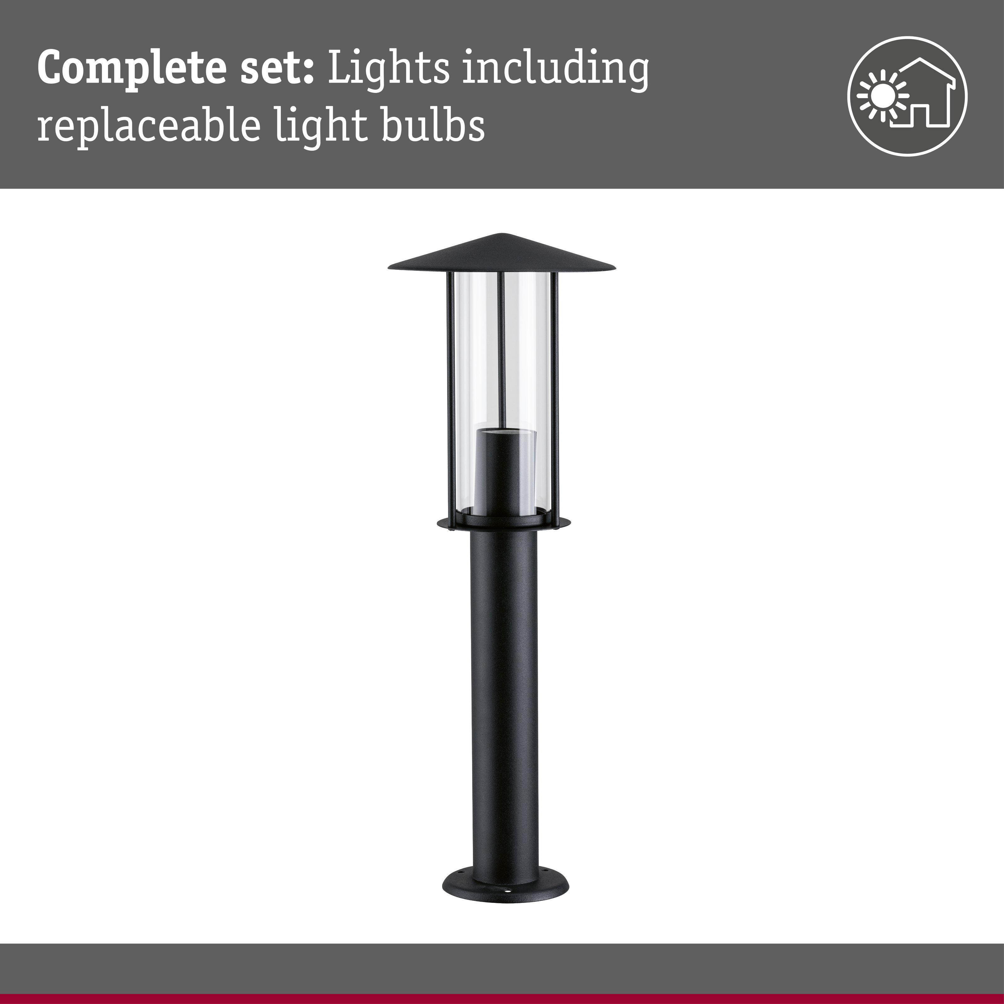 Bollard light Classic insect friendly IP44 500mm 2200K 4,3W 420lm 230V Black E27 Metal