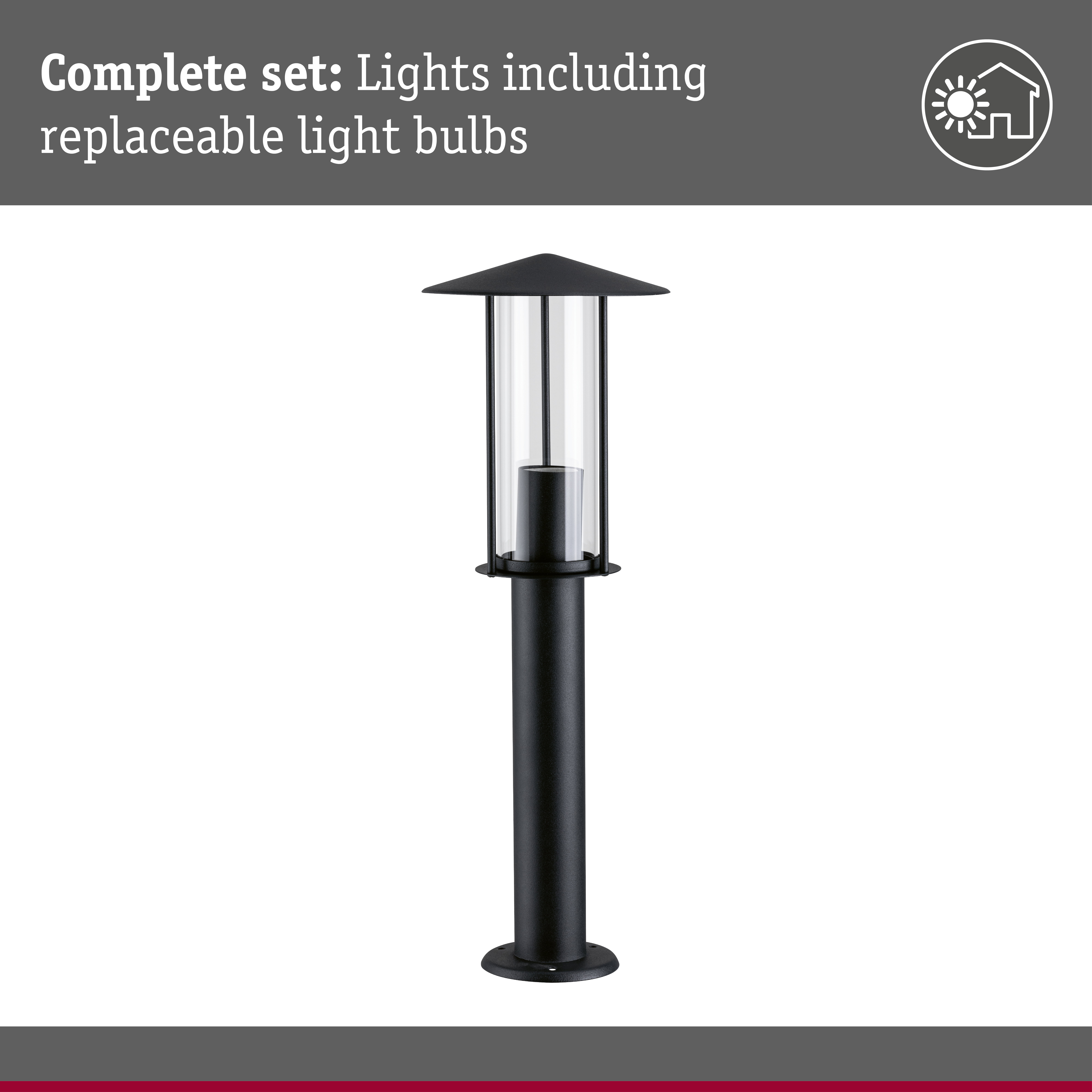 Bollard light Classic insect friendly IP44 500mm 2200K 4,3W 420lm 230V Black E27 Metal