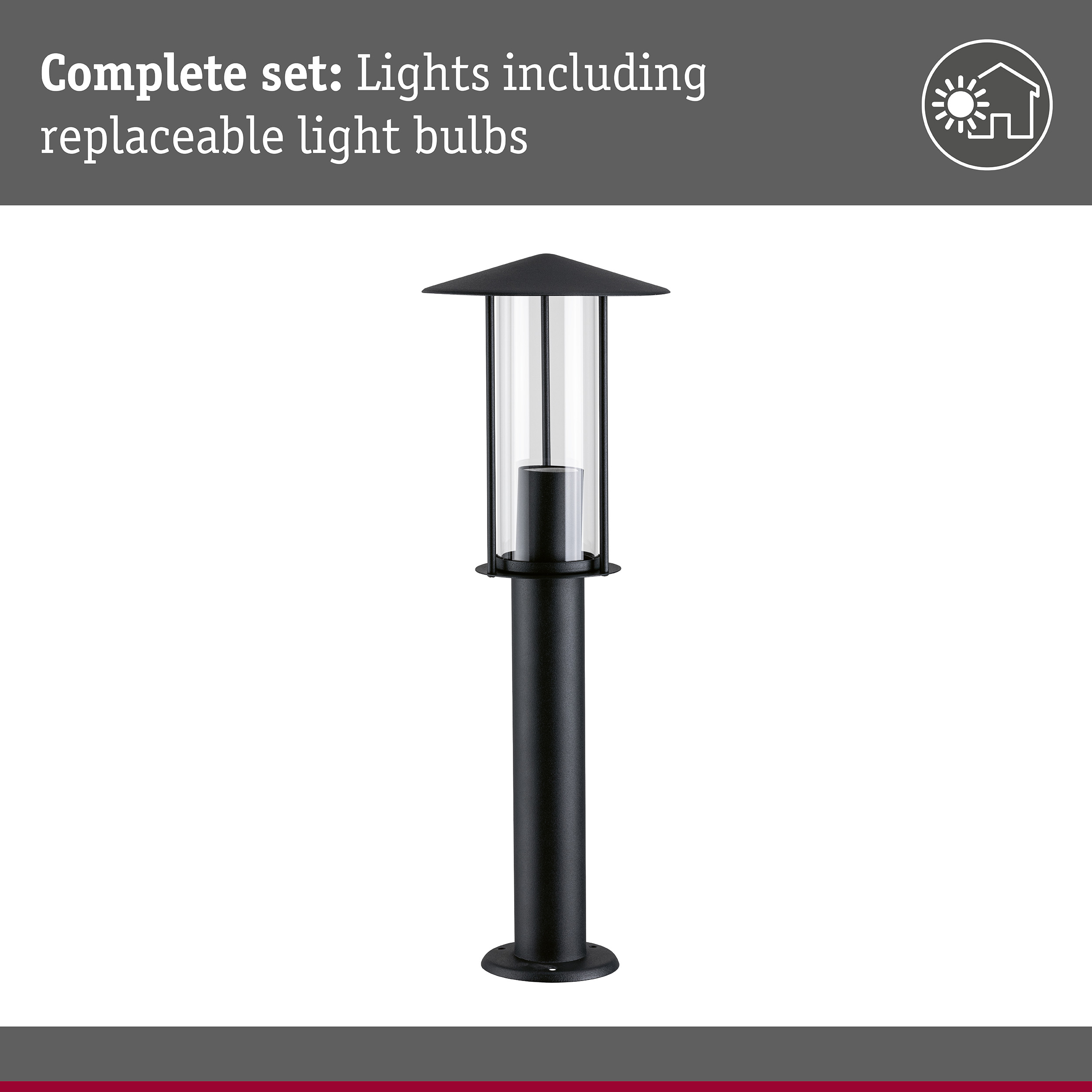 Bollard light Classic insect friendly IP44 500mm 2200K 4,3W 420lm 230V Black E27 Metal