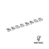 Modern cable system spotlight with eight adjustable chrome lamps, bulbs not included.