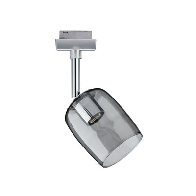 Modern track spotlight with grey glass and chrome metal for flexible home lighting solutions