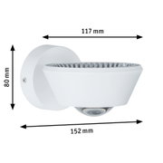 Witte metalen LED-wandspot van 117x80x152 mm voor moderne binnenverlichting