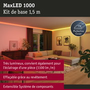 MaxLED 1000 bande LED 1,5 m avec protection dans un salon éclairé par lumière d'ambiance