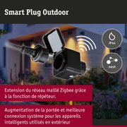 Prise intelligente extérieure noire IP44 pour extension réseau Zigbee mesh et portée améliorée