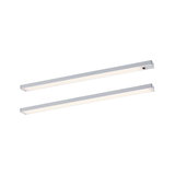 To slanke sølvfarvede LED-strips i aluminium med varmt hvidt lys til moderne indendørsbelysning