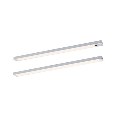 To slanke sølvfarvede LED-strips i aluminium med varmt hvidt lys til moderne indendørsbelysning