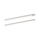 To slanke sølvfarvede LED-strips i aluminium med varmt hvidt lys til moderne indendørsbelysning