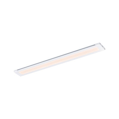 Schlanke weiße LED-Unterbauleuchte mit warmweißem Licht für moderne Küchenbeleuchtung
