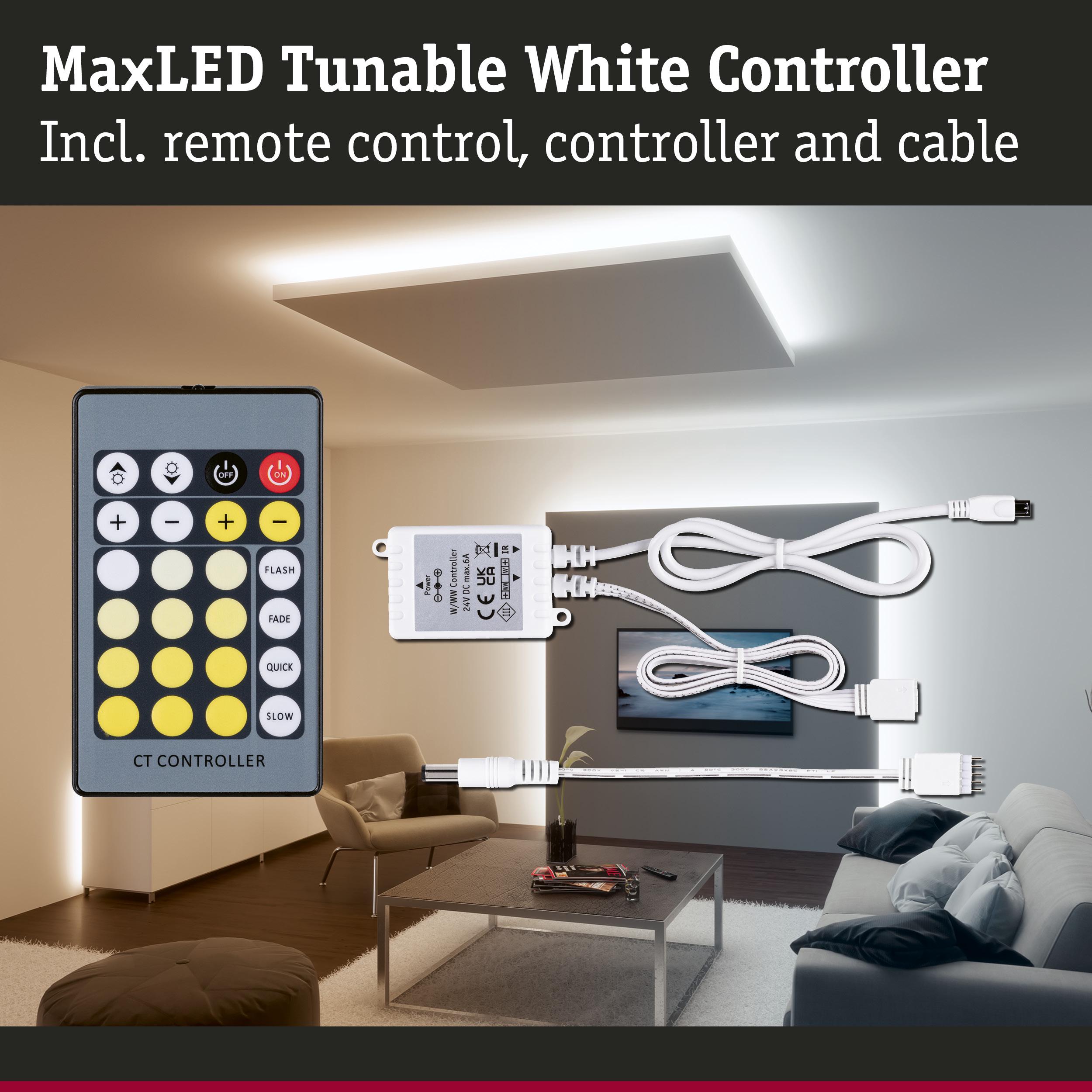 MaxLED Tunable White Controller with remote, cable and control unit for LED lighting