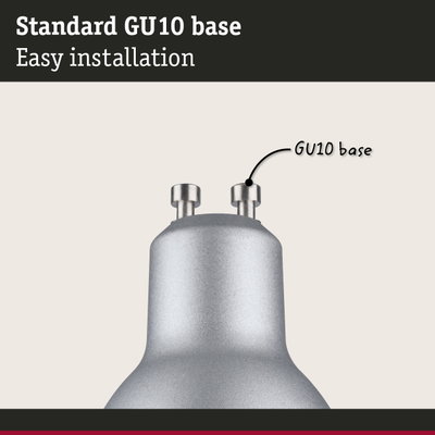 Close-up of silver metal GU10 lamp base designed for easy installation