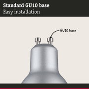 Close-up of silver metal GU10 lamp base designed for easy installation