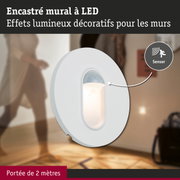 Encastrement mural LED blanc avec capteur de mouvement et effets lumineux décoratifs pour intérieur