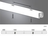 Technical drawing of white aluminum profile with screws and measurements in millimeters for LED tracks.