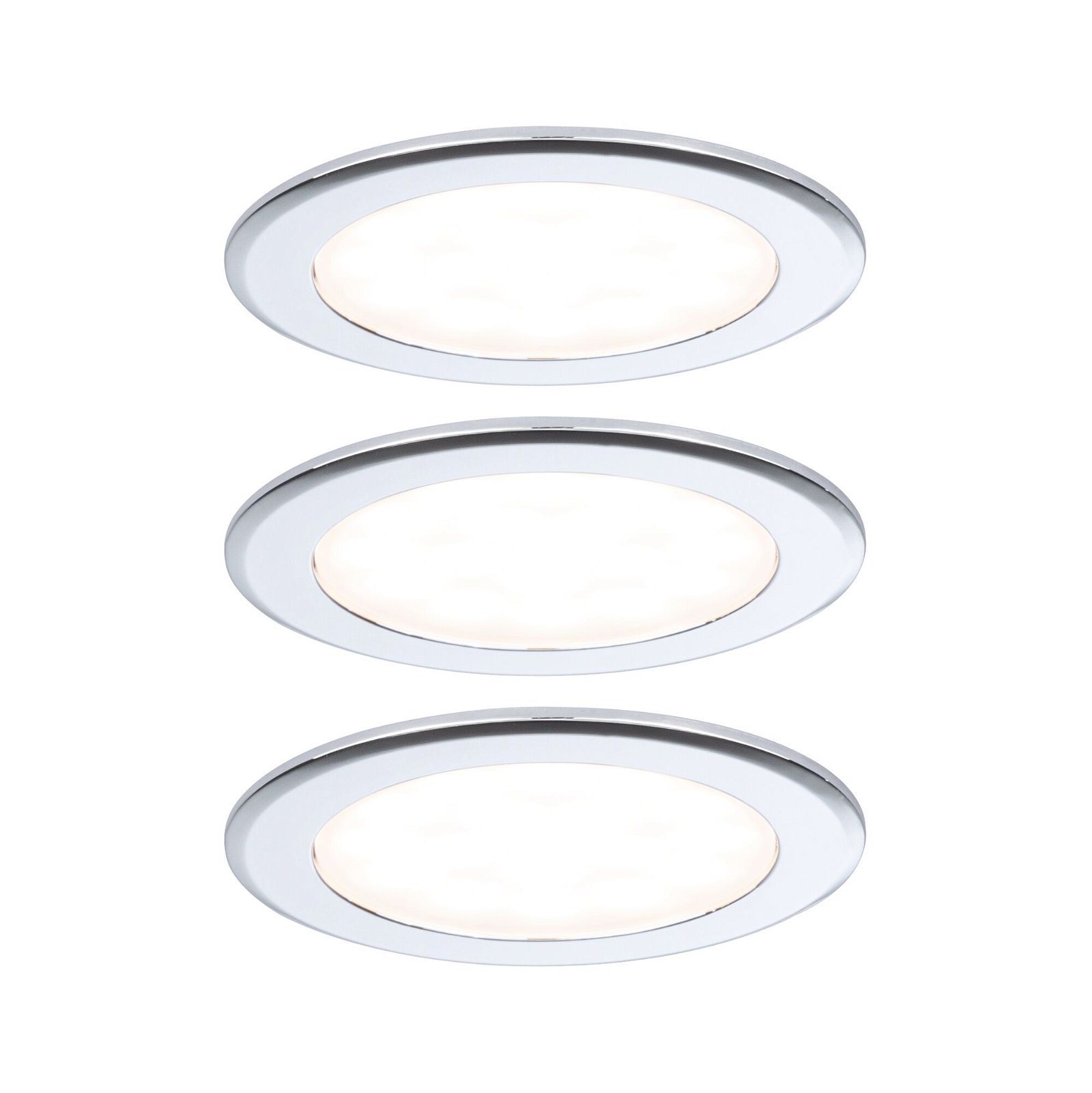 Éclairages encastrés LED pour meubles Kit de 3 rond 65mm 3x2,5W 3x180lm 230/12V 3000K Chrome
