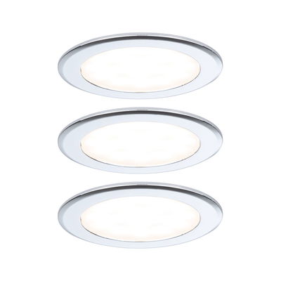 Trois spots encastrés LED ronds blancs avec cadre en aluminium pour un éclairage économique