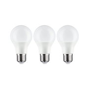 Trois ampoules LED blanches avec culot E27 en plastique et verre pour éclairage économique