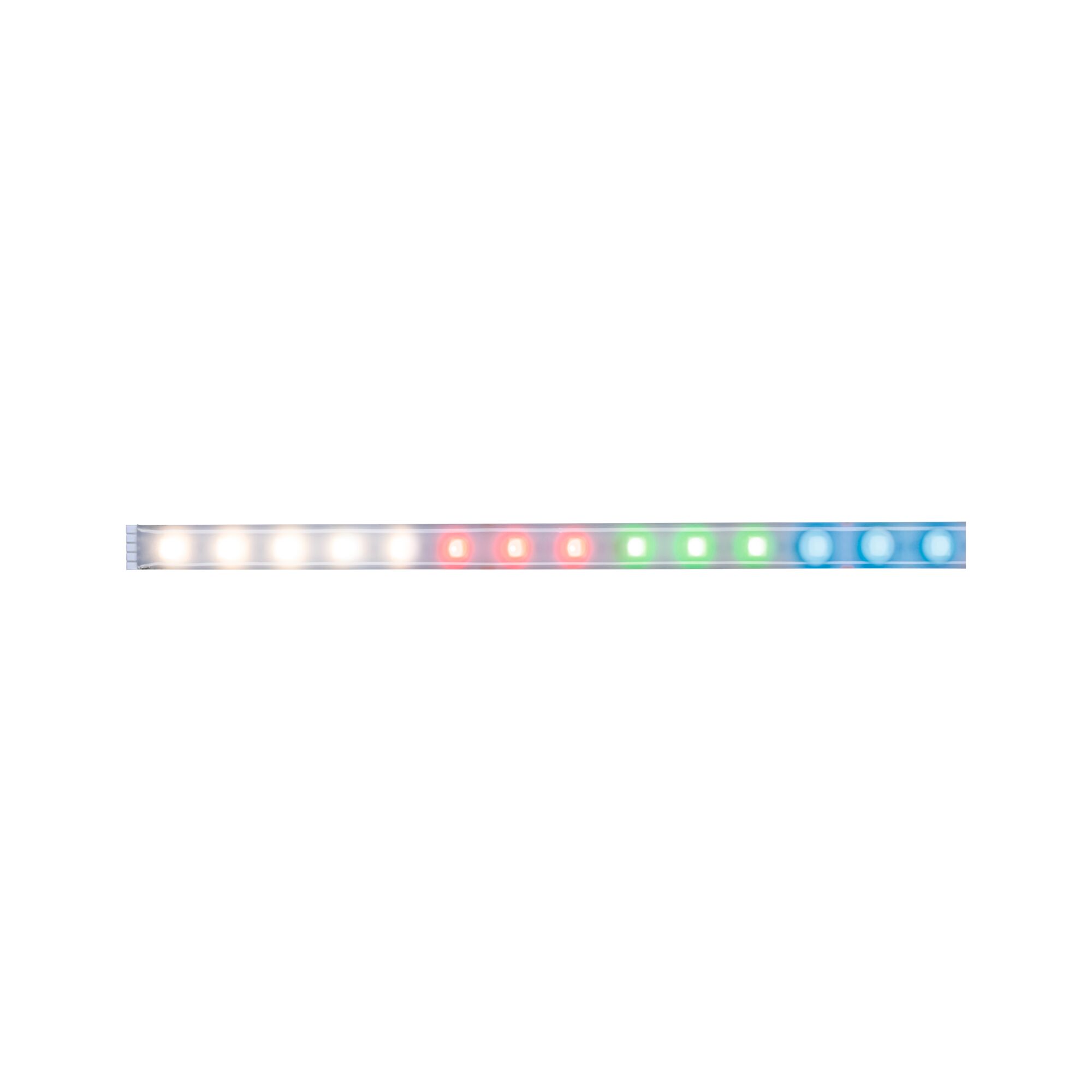 LED light strip with white, red, green, and blue LEDs for versatile indoor color lighting