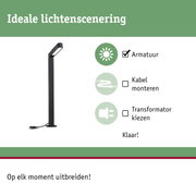 Zwarte LED-buitenlamp met ingebouwde kabel en stekker voor flexibele tuinverlichting
