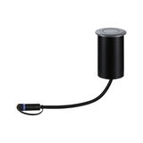 Schwarzes Einbau-Lichtmodul mit grauem Rand und Kabel für moderne LED-Beleuchtungssysteme