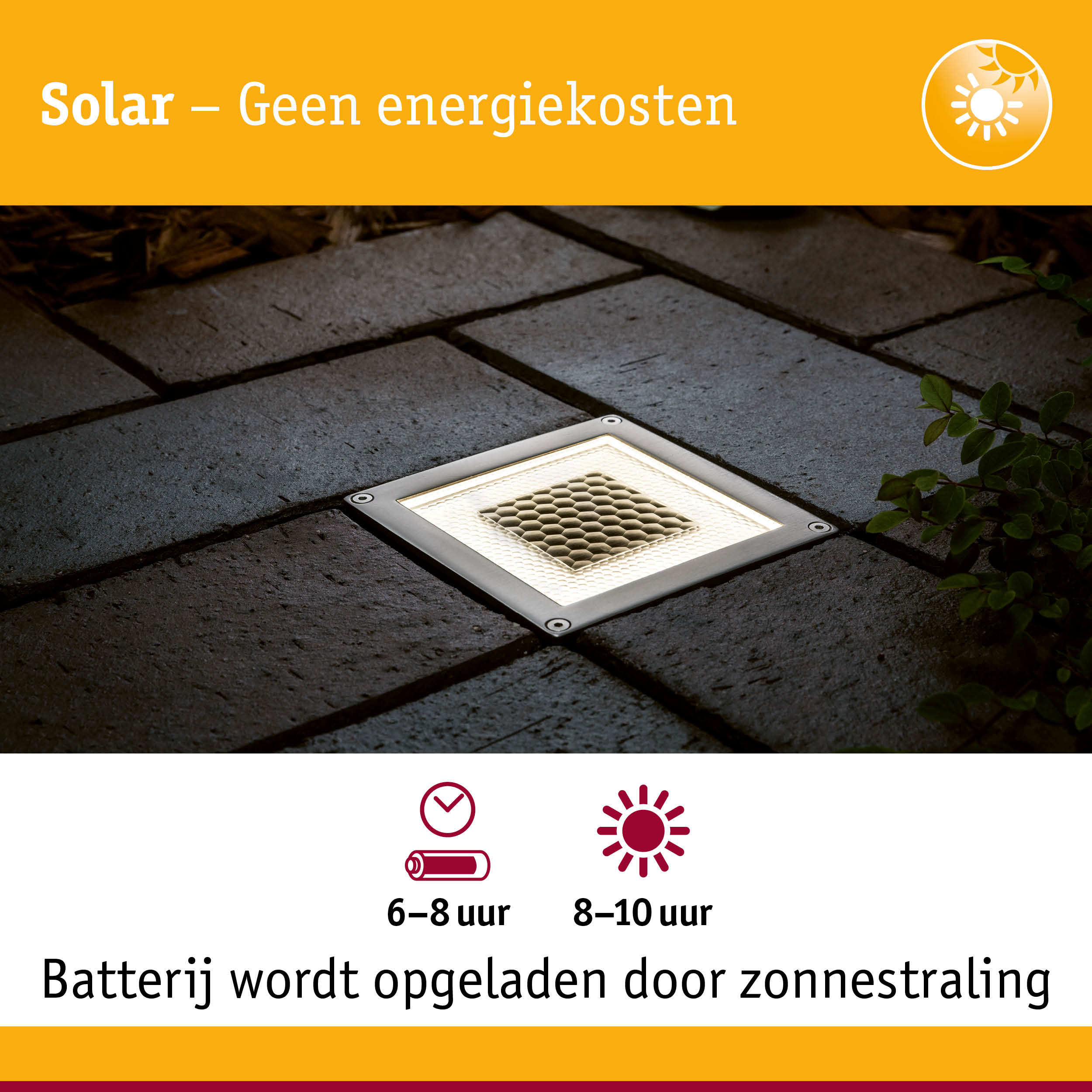 Zonne-energie LED grondlamp van roestvrij staal met wit licht voor energiezuinige buitenverlichting