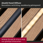 Houten akoestisch paneel diffusor met geïntegreerde decoratieve verlichting voor gezellige lichtaccenten