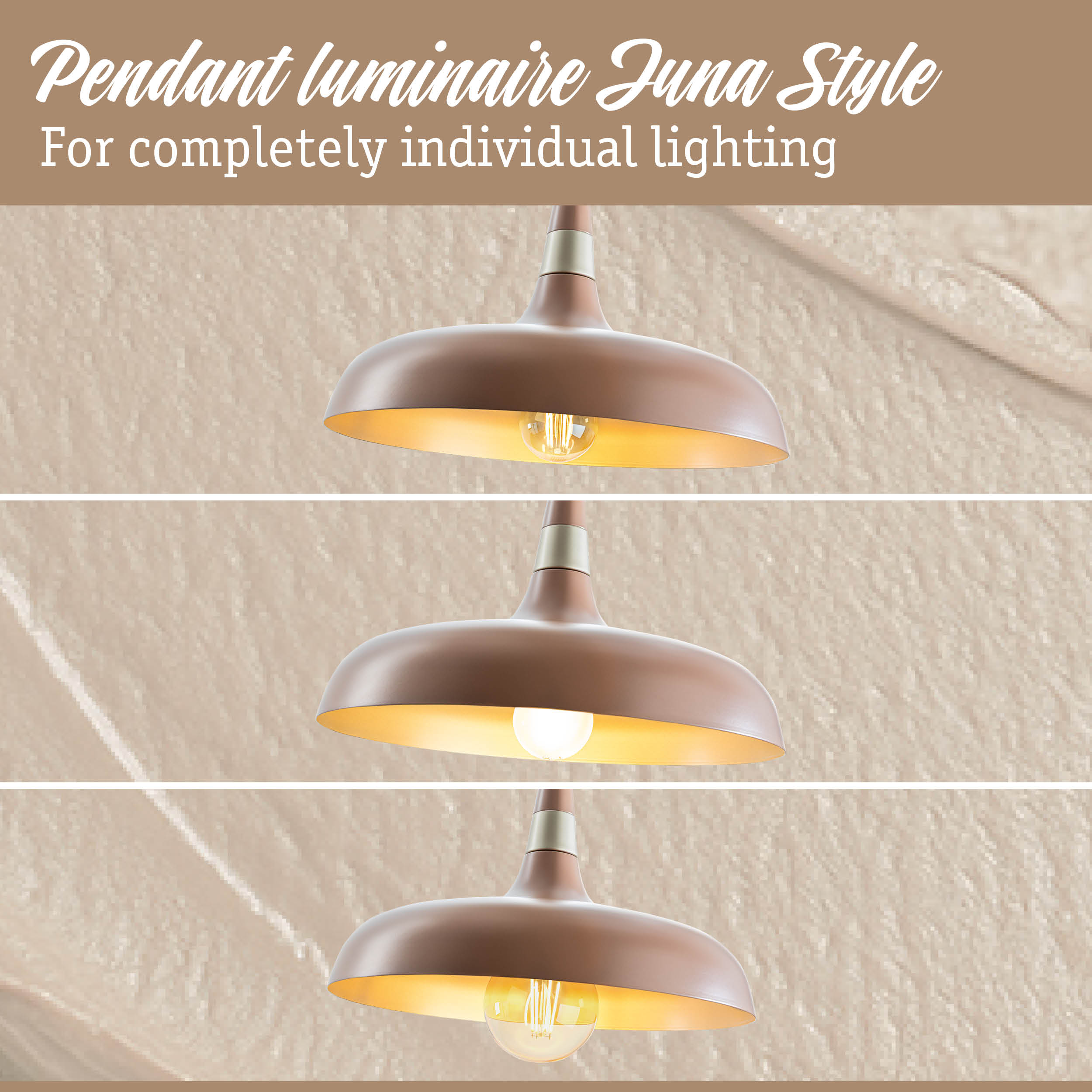 Luna Style pendant lamp in matte brown with warm light for custom home lighting solutions