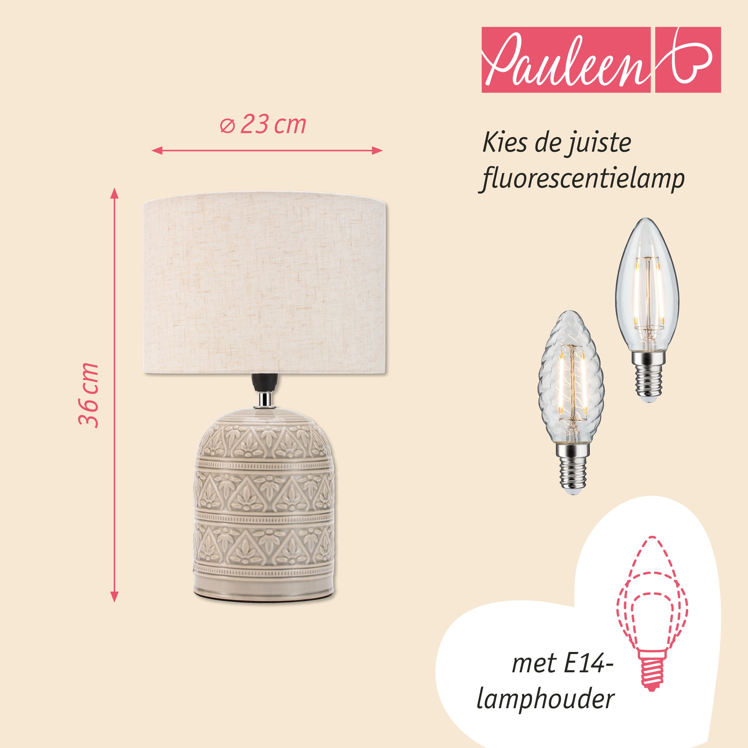 Paulmann Pauleen LED-tafellamp Tender Pearl E14 max. 20W Beige