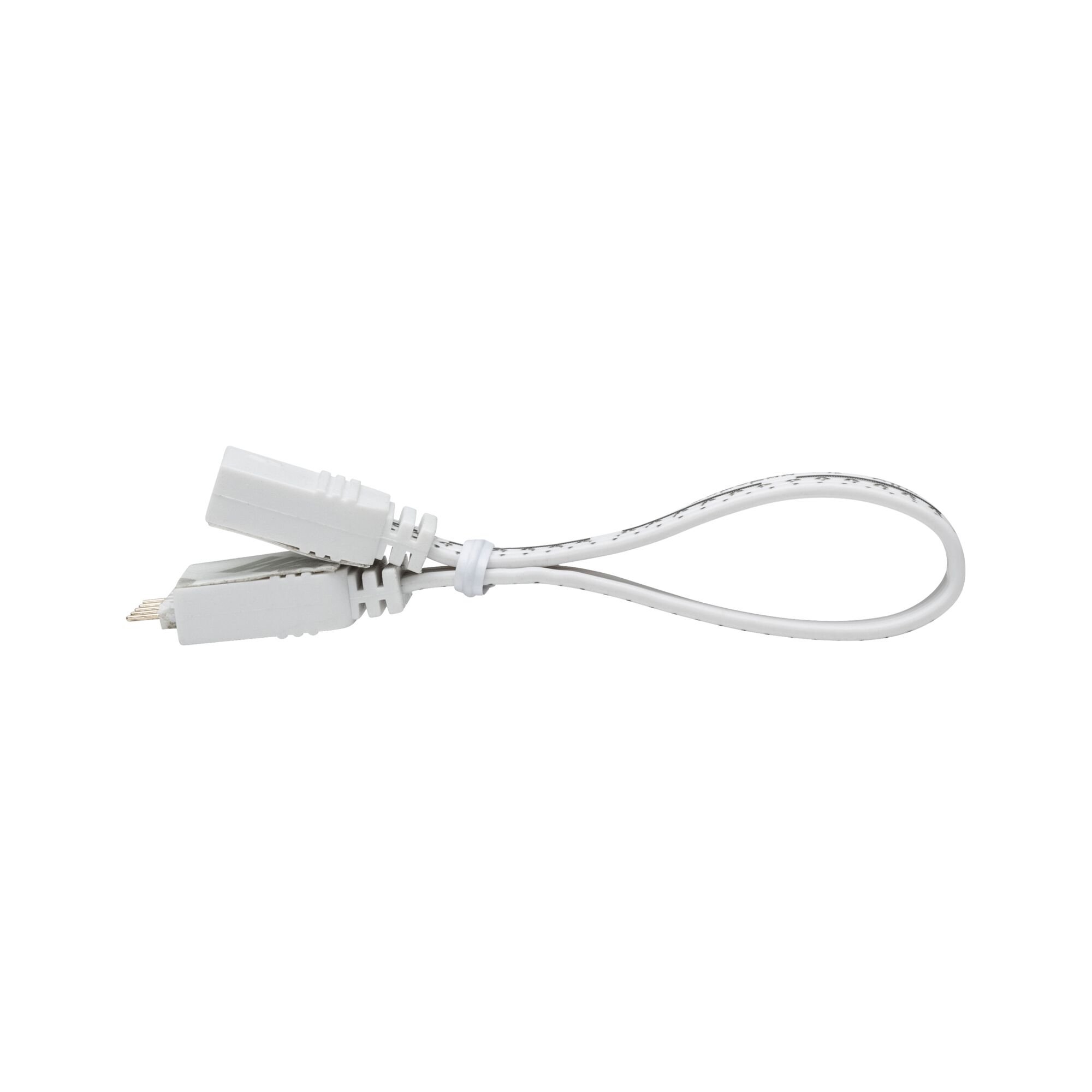 White plastic connector cable with two plugs for LED lighting systems