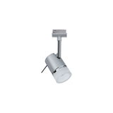 Moderne zilverkleurige metalen LED-spot met witte diffuser voor flexibele kamerverlichting