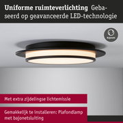 Zwarte LED-plafondlamp met uniforme ruimteverlichting en bajonetfitting voor eenvoudige installatie