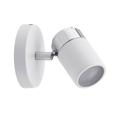 Moderne witte LED-wandspot met chromen accent van metaal voor gerichte verlichting