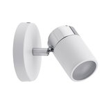 Moderne witte metalen wandspot met chromen accent voor gerichte verlichting binnenshuis