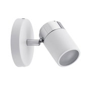 Modern white metal wall spotlight with chrome accent for focused lighting in interiors