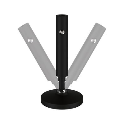 Black adjustable LED lamp with round metal base for flexible lighting solutions