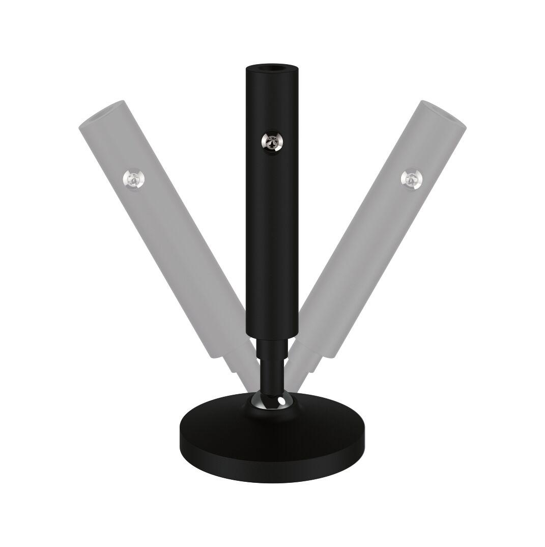 Schwarze verstellbare LED-Lampe mit rundem Sockel aus Metall für flexible Beleuchtung