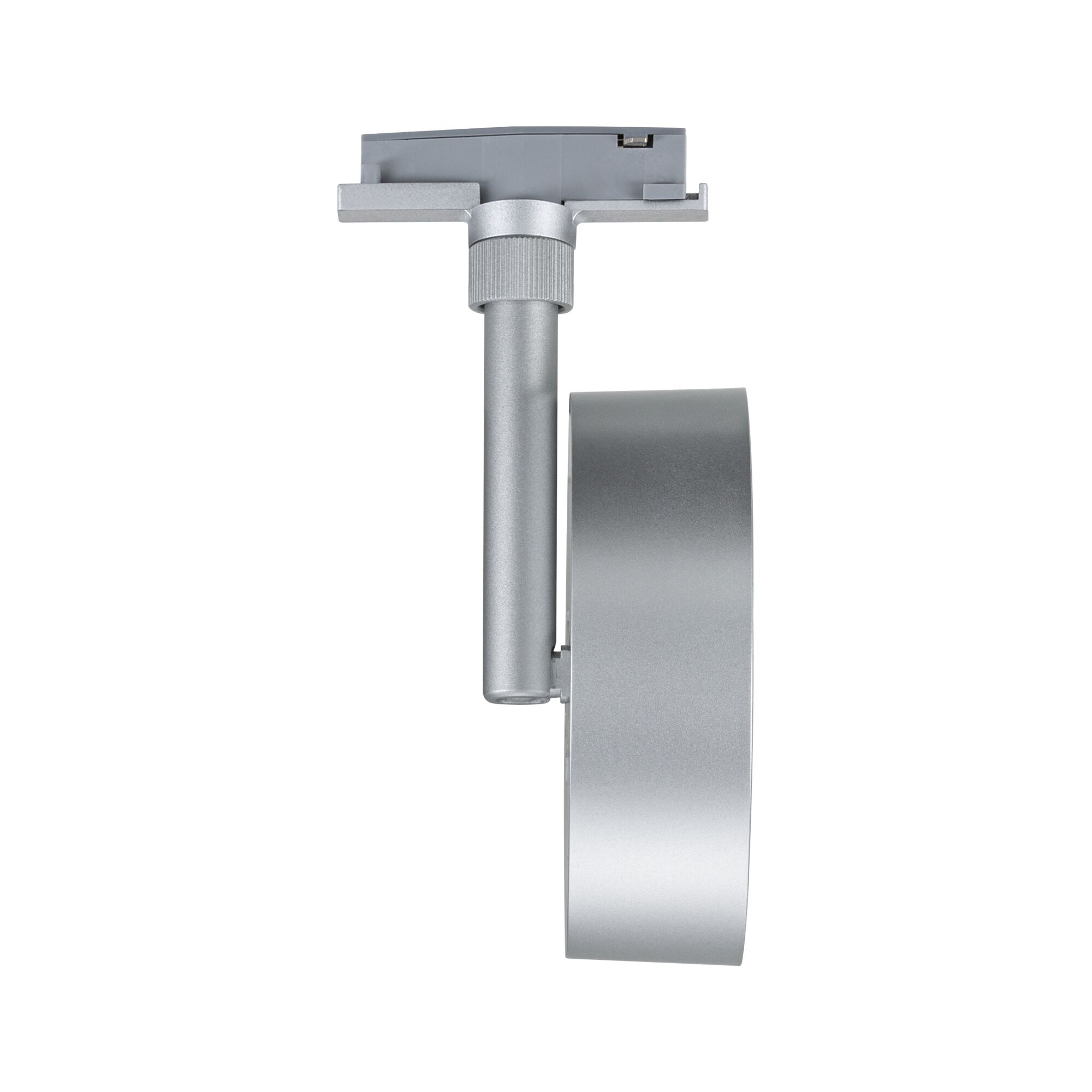 Silver metal LED spotlight with adjustable arm for modern indoor lighting solutions