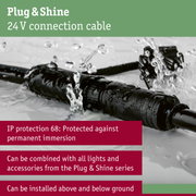 Black Plug & Shine 24V connection cable with IP68 protection against permanent immersion