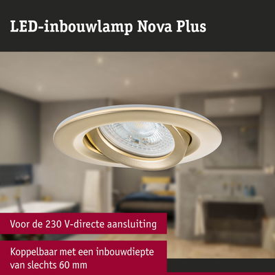 Beige LED-inbouwspot Nova Plus met verstelbare kop voor ondiepe plafondmontage