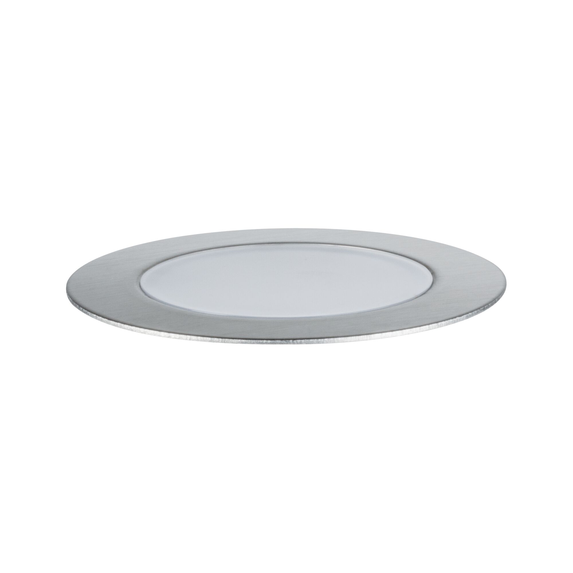 Round LED recessed panel in brushed silver aluminum for energy-efficient lighting
