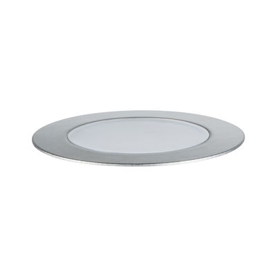 Round LED recessed panel in brushed silver aluminum for energy-efficient lighting