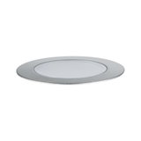 Round LED recessed panel in brushed silver aluminum for energy-efficient lighting