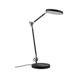 Lampe de bureau LED noire moderne avec tête ronde et bras réglable en métal et plastique
