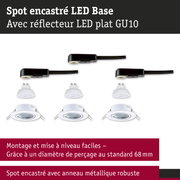 Spot encastré LED avec réflecteur plat GU10 blanc et câble noir pour éclairage intérieur