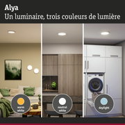 Plafonnier Alya avec trois couleurs de lumière blanc chaud, blanc neutre et lumière du jour pour pièces