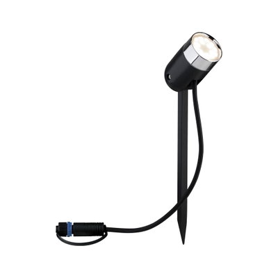 Projecteur de jardin LED noir en métal avec piquet et câble pour éclairage extérieur