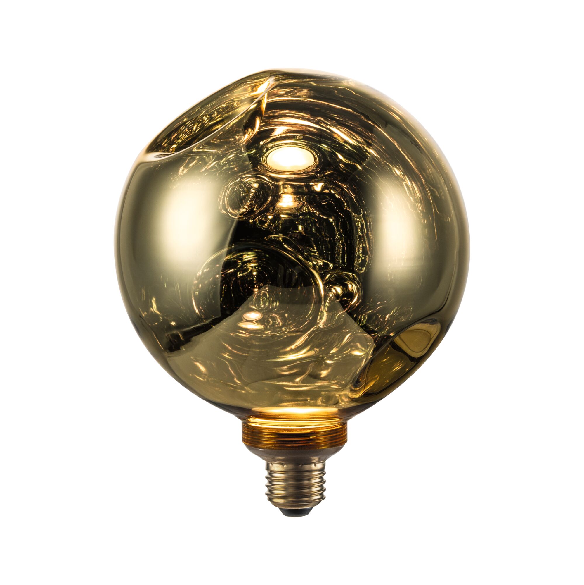 Round amber glass bulb with E27 base for decorative lighting and warm ambiance