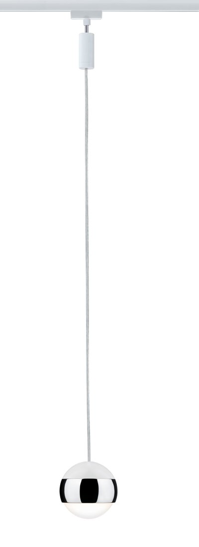 Moderne Pendelleuchte mit weißem Glas und chromfarbenem Metallring für stilvolle Innenbeleuchtung