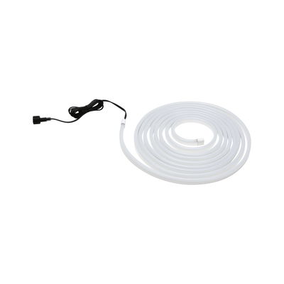 Witte flexibele LED-lichtstrip van kunststof met zwarte aansluitkabel voor decoratieve verlichting