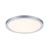 Plafonnier LED rond avec cadre en aluminium argenté et lumière blanc chaud pour pièces à vivre