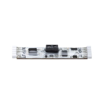Electronic circuit board with white connectors and black components for LED lighting systems